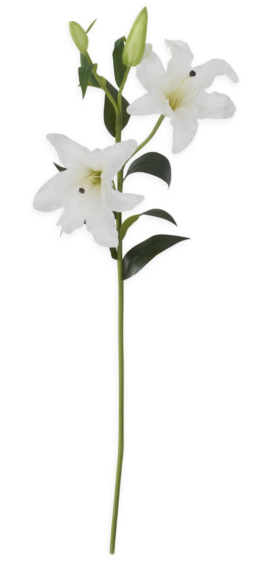 TALLO DE LILY BLANCO DE 85CMS CON 2 FLORES Y 2 CAPULLOS