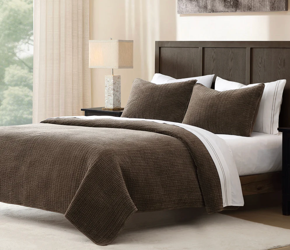 SET DE COLCHA DE TERCIOPELO DESLAVADO