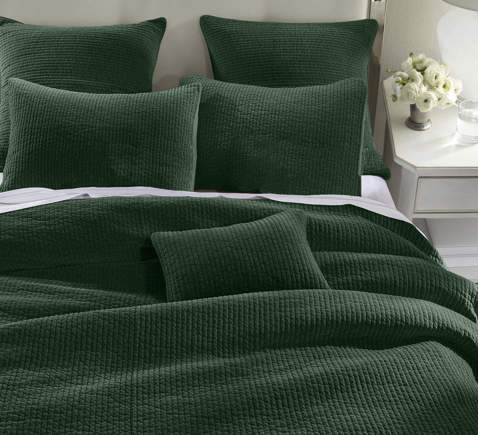 SET DE COLCHA DE TERCIOPELO DESLAVADO