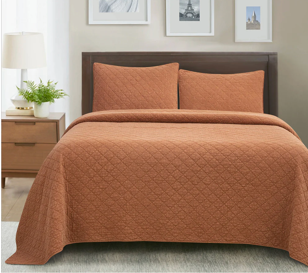 SET DE COLCHA DE ALGODON DESLAVADO