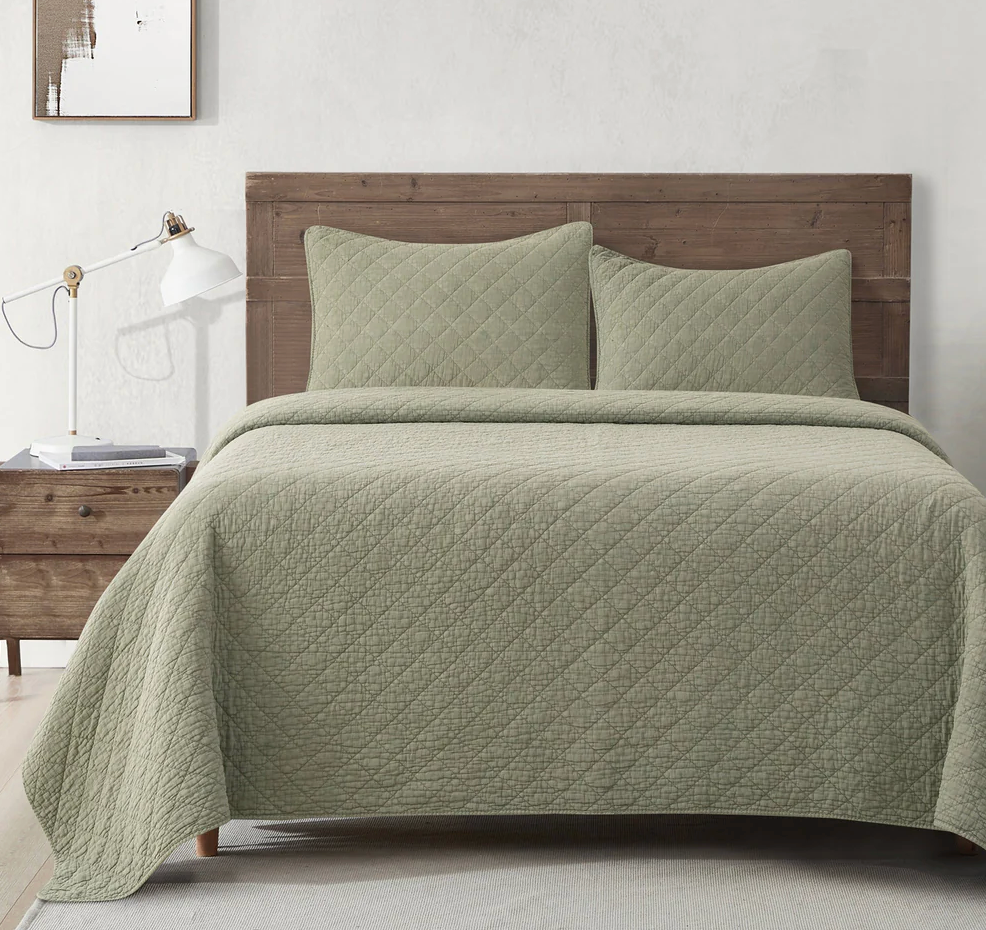 SET DE COLCHA DE ALGODON DESLAVADO